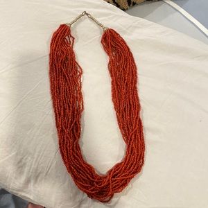 Red beaded statement necklace